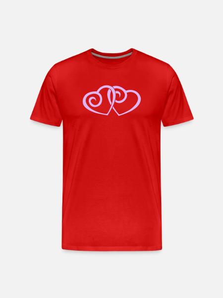 Double Hearts in Love Line Art - Men's Premium Organic T-Shirt - red