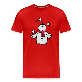 bonhomme de neige jonglant avec les boules de neige - T-shirt bio Premium Homme - rouge - Devant - Damien (186cm)