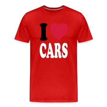I love CARS - Männer Premium Bio T-Shirt - Rot - Vorne - Damien (186cm)