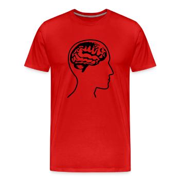 brain_head___f1 - T-shirt bio Premium Homme - rouge - Devant - Damien (186cm)