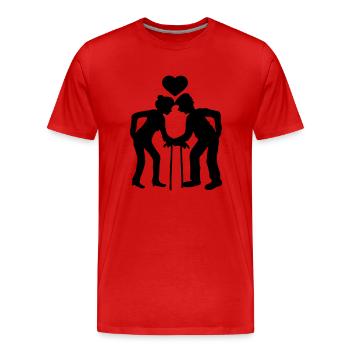 coeur homme grand-père grand-père couple amour amoureux femelle - T-shirt bio Premium Homme - rouge - Devant - Damien (186cm)