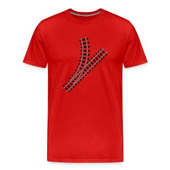 zug_gleis_2_f2 - Männer Premium Bio T-Shirt - Rot - Vorne - Damien (186cm)