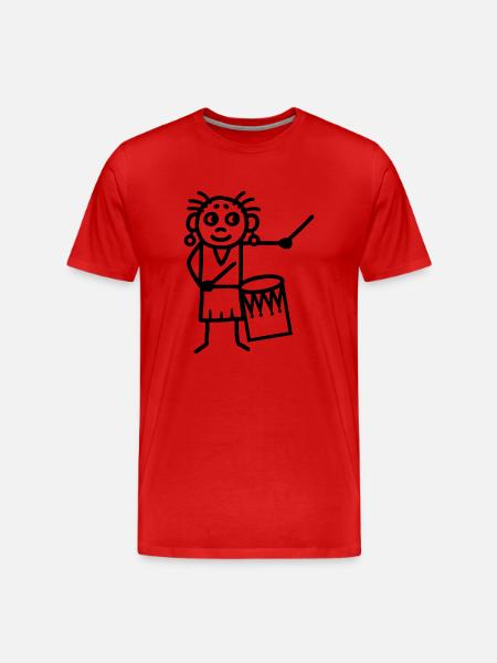 Frau mit Surdo - Männer Premium Bio T-Shirt - Rot
