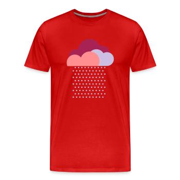 Purple clouds - colorful weather, rain, raindrops - Men's Premium Organic T-Shirt - red - Front - Damien (186cm)