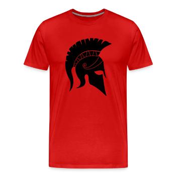 spartaner_001 - Männer Premium Bio T-Shirt - Rot - Vorne - Damien (186cm)