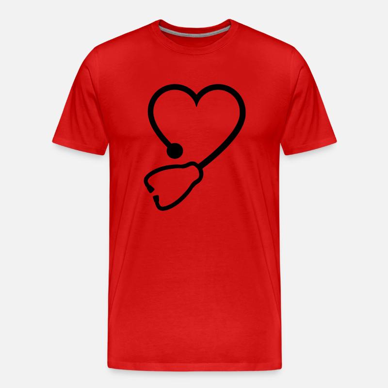 Stethoskop - Männer Premium Bio T-Shirt - Rot
