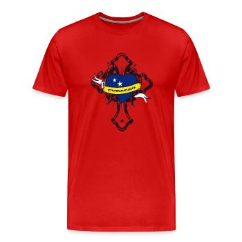 Curacao - Men's Premium Organic T-Shirt - red - Front - Damien (186cm)