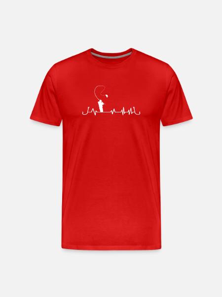 Heartbeat Fishing Fishing Angler Design - Men's Premium Organic T-Shirt - red