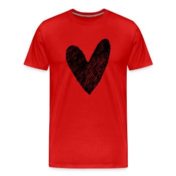 Idée cadeau peinte à la main en noir griffonné - T-shirt bio Premium Homme - rouge - Devant - Damien (186cm)