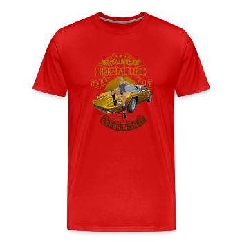 normal life - Men's Premium Organic T-Shirt - red - Front - Damien (186cm)
