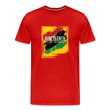JUNETEENTH - FREEDOM DAY - Men's Premium Organic T-Shirt - red - Front - Damien (186cm)