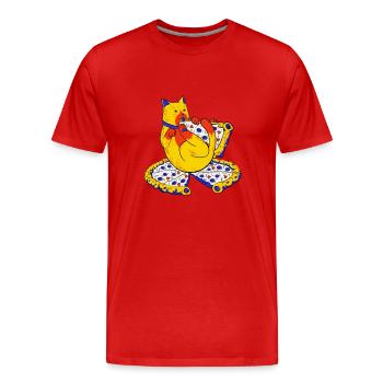 Chat Gourmand - T-shirt bio Premium Homme - rouge - Devant - Damien (186cm)