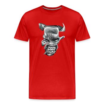 Visage de démon - T-shirt bio Premium Homme - rouge - Devant - Damien (186cm)