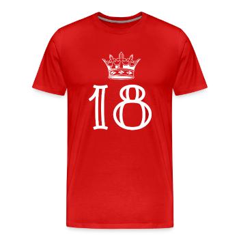 18 Number crown - Men's Premium Organic T-Shirt - red - Front - Damien (186cm)