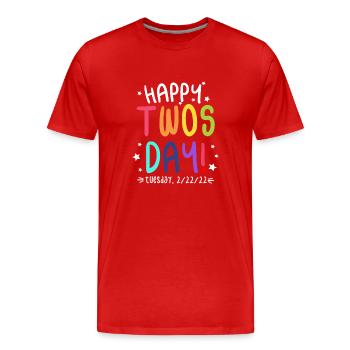 Happy Twosday 2.22.22 Mathématiciens colorés de deux jours - T-shirt bio Premium Homme - rouge - Devant - Damien (186cm)