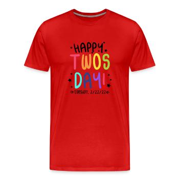Happy Twosday 2.22.22 Mathématiciens colorés de deux jours - T-shirt bio Premium Homme - rouge - Devant - Damien (186cm)