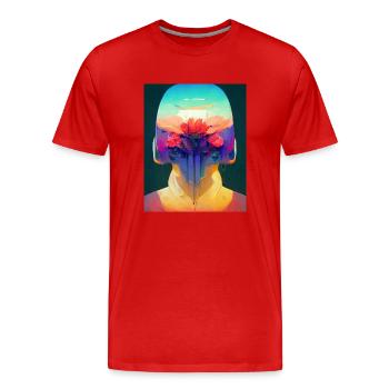 Flower Punk Roboter - Männer Premium Bio T-Shirt - Rot - Vorne - Damien (186cm)
