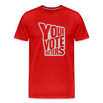 your vote matters quote - Men's Premium Organic T-Shirt - red - Front - Damien (186cm)