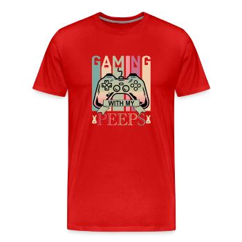 Gaming With My Easter Peeps Funny Gaming Gamer - Men's Premium Organic T-Shirt - red - Front - Damien (186cm)