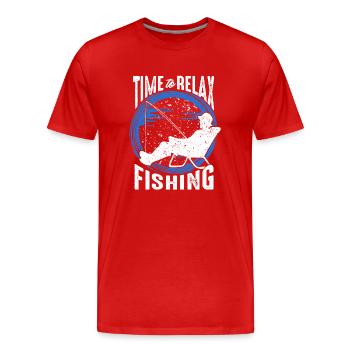 Time to relaxe Fishing - Men's Premium Organic T-Shirt - red - Front - Damien (186cm)