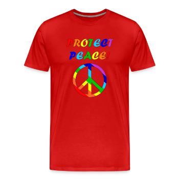 protect peace rand schwarz - Männer Premium Bio T-Shirt - Rot - Vorne - Damien (186cm)