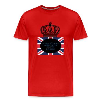 En mémoire de la reine du Royaume-Uni. - T-shirt bio Premium Homme - rouge - Devant - Damien (186cm)