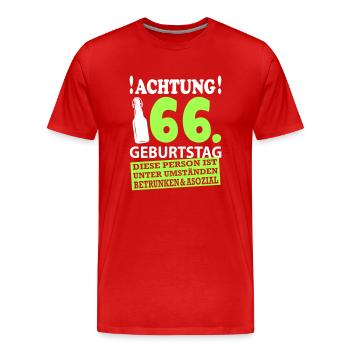 66 Geburtstag Besoffen Alkohol Jahre - Männer Premium Bio T-Shirt - Rot - Vorne - Damien (186cm)