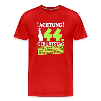 44 Geburtstag Besoffen Alkohol Jahre - Männer Premium Bio T-Shirt - Rot - Vorne - Damien (186cm)