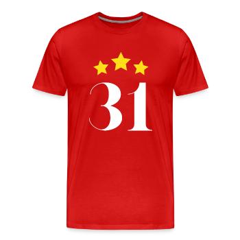 31. Jahrestag mit Hauptrolle - Männer Premium Bio T-Shirt - Rot - Vorne - Damien (186cm)