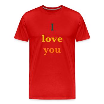 I love you - Männer Premium Bio T-Shirt - Rot - Vorne - Damien (186cm)