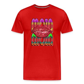 Moin Moin with kissing mouth for breakfast - Men's Premium Organic T-Shirt - red - Front - Damien (186cm)
