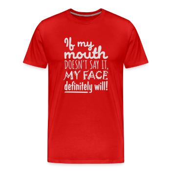 Mon visage le fera certainement - T-shirt bio Premium Homme - rouge - Devant - Damien (186cm)