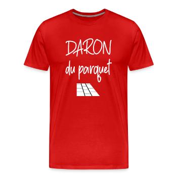 Daron du parquet t-shirt parqueteur homme - T-shirt bio Premium Homme - rouge - Devant - Damien (186cm)