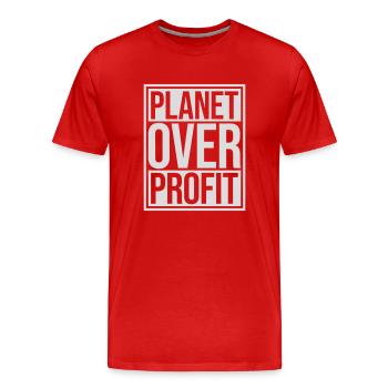 Planète sur le devis de profit - T-shirt bio Premium Homme - rouge - Devant - Damien (186cm)