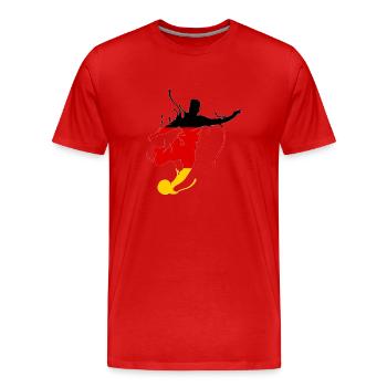 Fußball, WM, Fußballer, Deutschland, Germany, Fan, - Männer Premium Bio T-Shirt - Rot - Vorne - Damien (186cm)