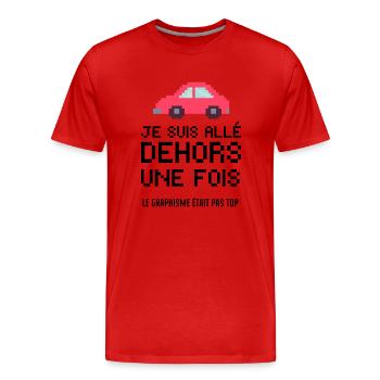 je suis allé dehors une fois - T-shirt bio Premium Homme - rouge - Devant - Damien (186cm)