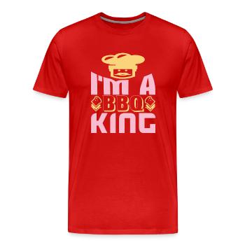 JE SUIS UN ROI DU BARBECUE - T-shirt bio Premium Homme - rouge - Devant - Damien (186cm)