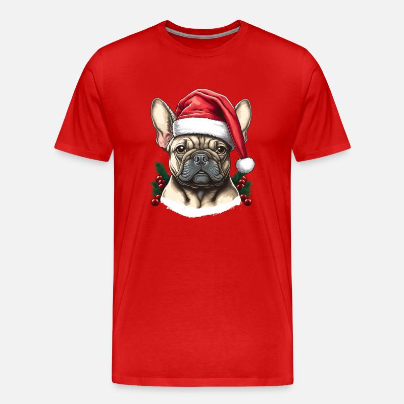 Bulldoggenpullover hässliche Weihnachten - Männer Premium Bio T-Shirt - Rot
