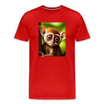 cool drôle mignon tarsier (Tarsiidae) bande dessinée forestière - T-shirt bio Premium Homme - rouge - Devant - Damien (186cm)