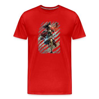 Gardien Céleste : Nebula Warrior Lady with Armor - T-shirt bio Premium Homme - rouge - Devant - Damien (186cm)