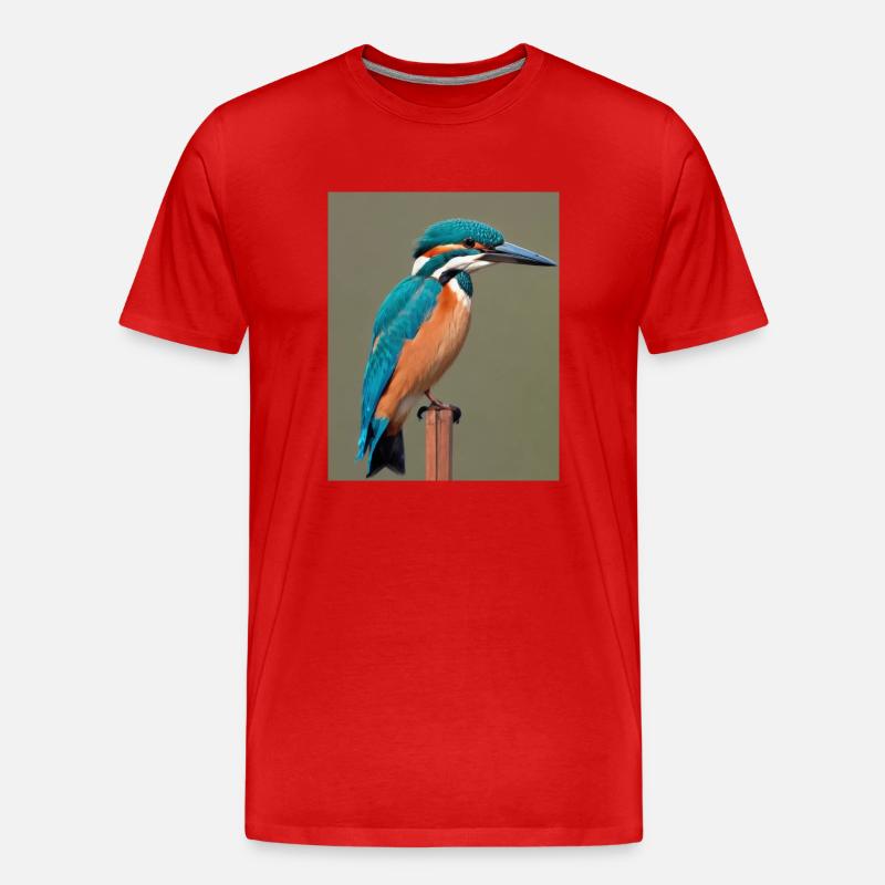 Eisvogel auf dem Ast - Männer Premium Bio T-Shirt - Rot