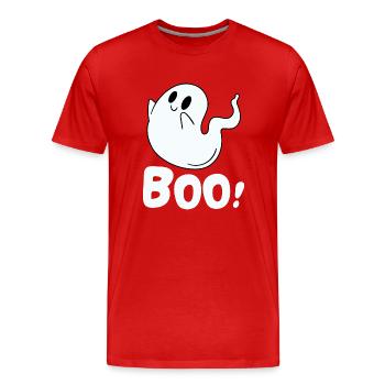Boo Geist - Männer Premium Bio T-Shirt - Rot - Vorne - Damien (186cm)
