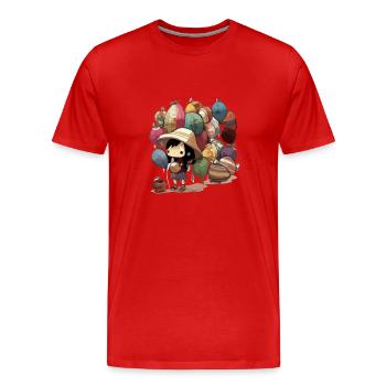 La vendeuse de ballons - T-shirt bio Premium Homme - rouge - Devant - Damien (186cm)