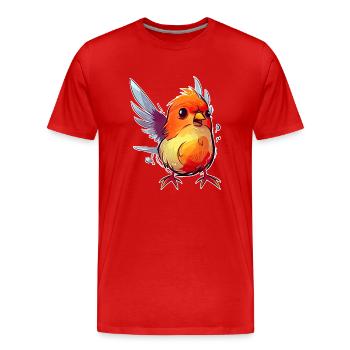 Arrogant red bird with slight overweight - Men's Premium Organic T-Shirt - red - Front - Damien (186cm)