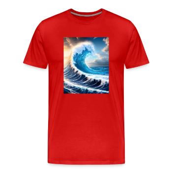 Big Wave #001 - Männer Premium Bio T-Shirt - Rot - Vorne - Damien (186cm)