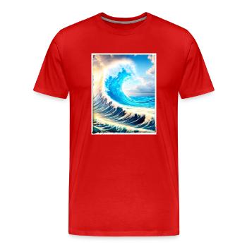 Perfect Wave #002f - Männer Premium Bio T-Shirt - Rot - Vorne - Damien (186cm)
