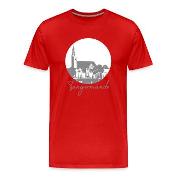 Tangermünde,kreis,altstadt,kreis,skyline - Männer Premium Bio T-Shirt - Rot - Vorne - Damien (186cm)
