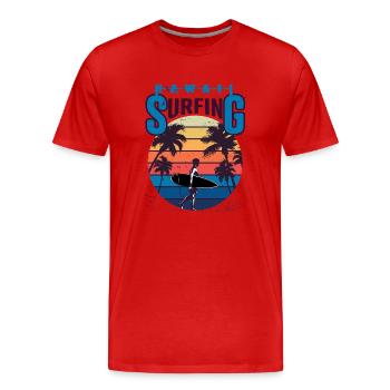hawaii surfing summertime beach - Men's Premium Organic T-Shirt - red - Front - Damien (186cm)
