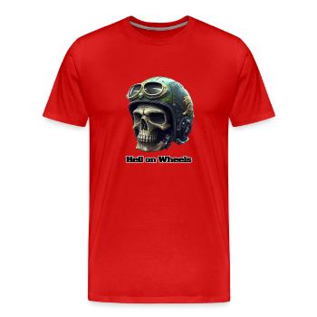 L’enfer sur roues - T-shirt bio Premium Homme - rouge - Devant - Damien (186cm)