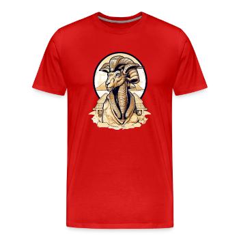 Lokou the Egyptian ram - Men's Premium Organic T-Shirt - red - Front - Damien (186cm)